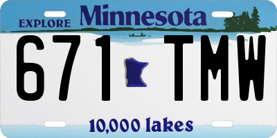MN license plate 671TMW
