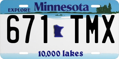 MN license plate 671TMX