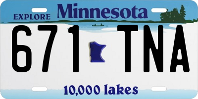 MN license plate 671TNA