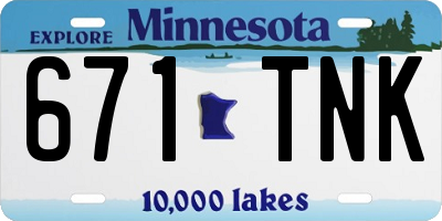 MN license plate 671TNK