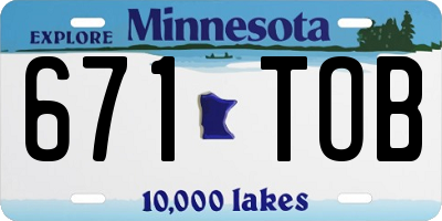 MN license plate 671TOB