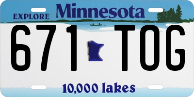MN license plate 671TOG