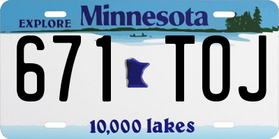 MN license plate 671TOJ