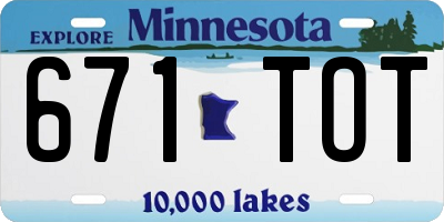 MN license plate 671TOT