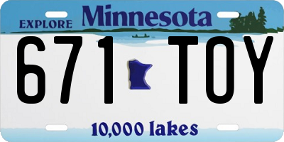 MN license plate 671TOY