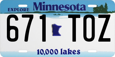 MN license plate 671TOZ