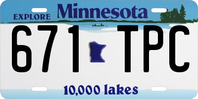 MN license plate 671TPC