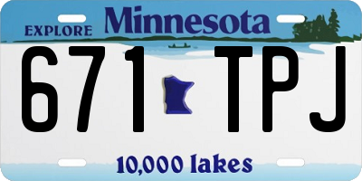 MN license plate 671TPJ
