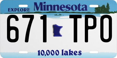 MN license plate 671TPO