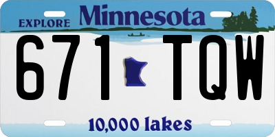 MN license plate 671TQW