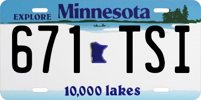 MN license plate 671TSI