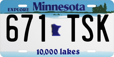 MN license plate 671TSK