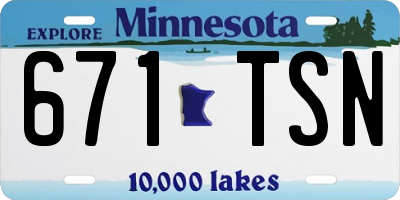 MN license plate 671TSN