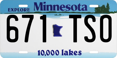 MN license plate 671TSO