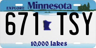 MN license plate 671TSY