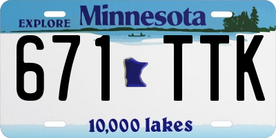 MN license plate 671TTK