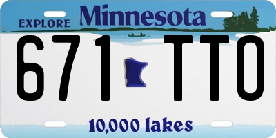 MN license plate 671TTO