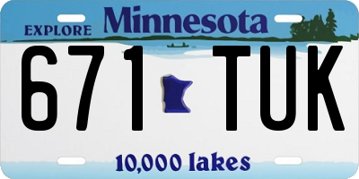 MN license plate 671TUK