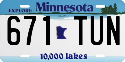 MN license plate 671TUN