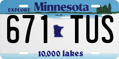 MN license plate 671TUS