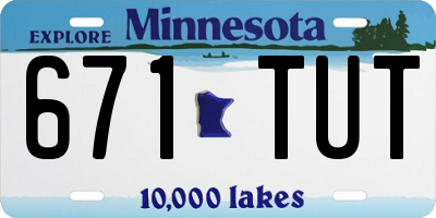 MN license plate 671TUT