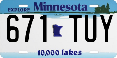 MN license plate 671TUY