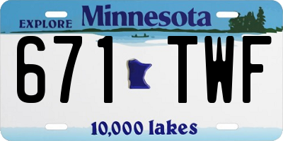 MN license plate 671TWF