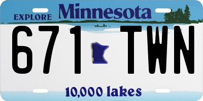 MN license plate 671TWN