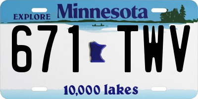 MN license plate 671TWV