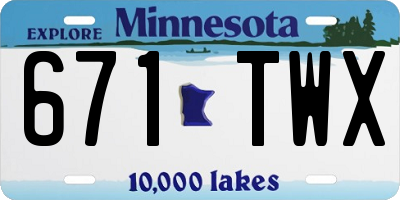 MN license plate 671TWX