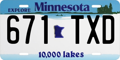 MN license plate 671TXD