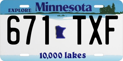 MN license plate 671TXF