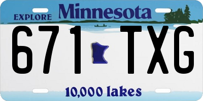 MN license plate 671TXG