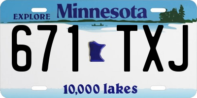MN license plate 671TXJ