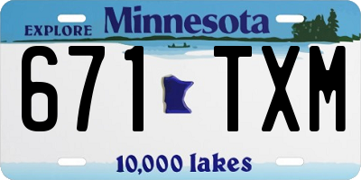 MN license plate 671TXM