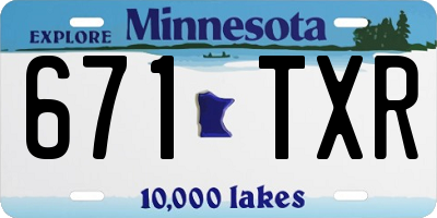 MN license plate 671TXR