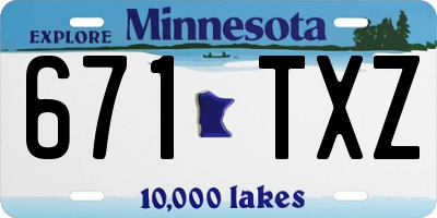 MN license plate 671TXZ