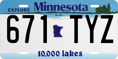 MN license plate 671TYZ