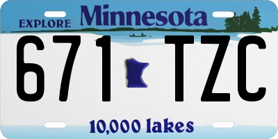 MN license plate 671TZC
