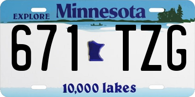 MN license plate 671TZG