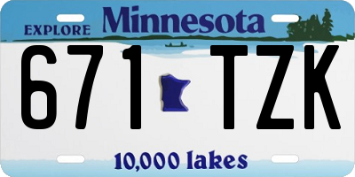 MN license plate 671TZK