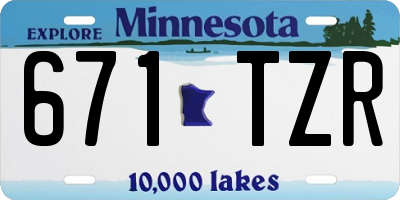MN license plate 671TZR