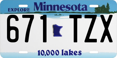 MN license plate 671TZX
