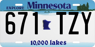 MN license plate 671TZY