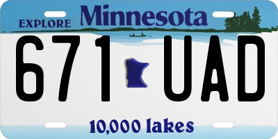 MN license plate 671UAD