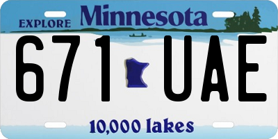MN license plate 671UAE
