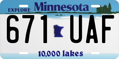 MN license plate 671UAF