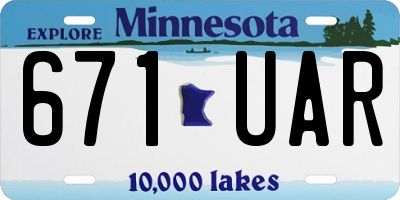 MN license plate 671UAR