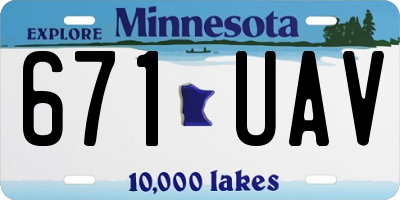 MN license plate 671UAV