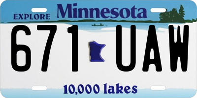 MN license plate 671UAW